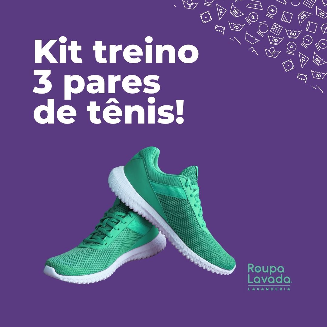 Kit treino - lavagem de 3 pares de tênis!