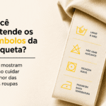 Símbolos da etiqueta de roupas e instruções de lavagem